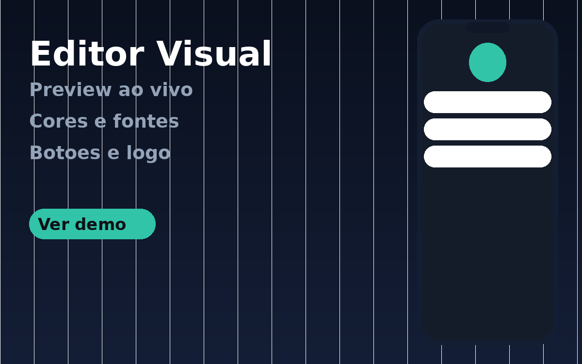 Editor visual do TOQY com preview ao vivo